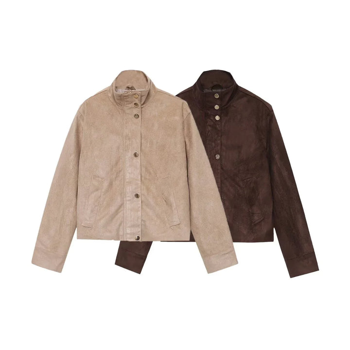 Women's Ultra-Soft Suede Button Jacket - Heston Manor