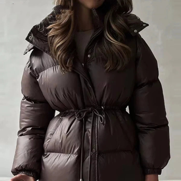 Women’s Belted Hooded Puffer Jacket - Heston Manor