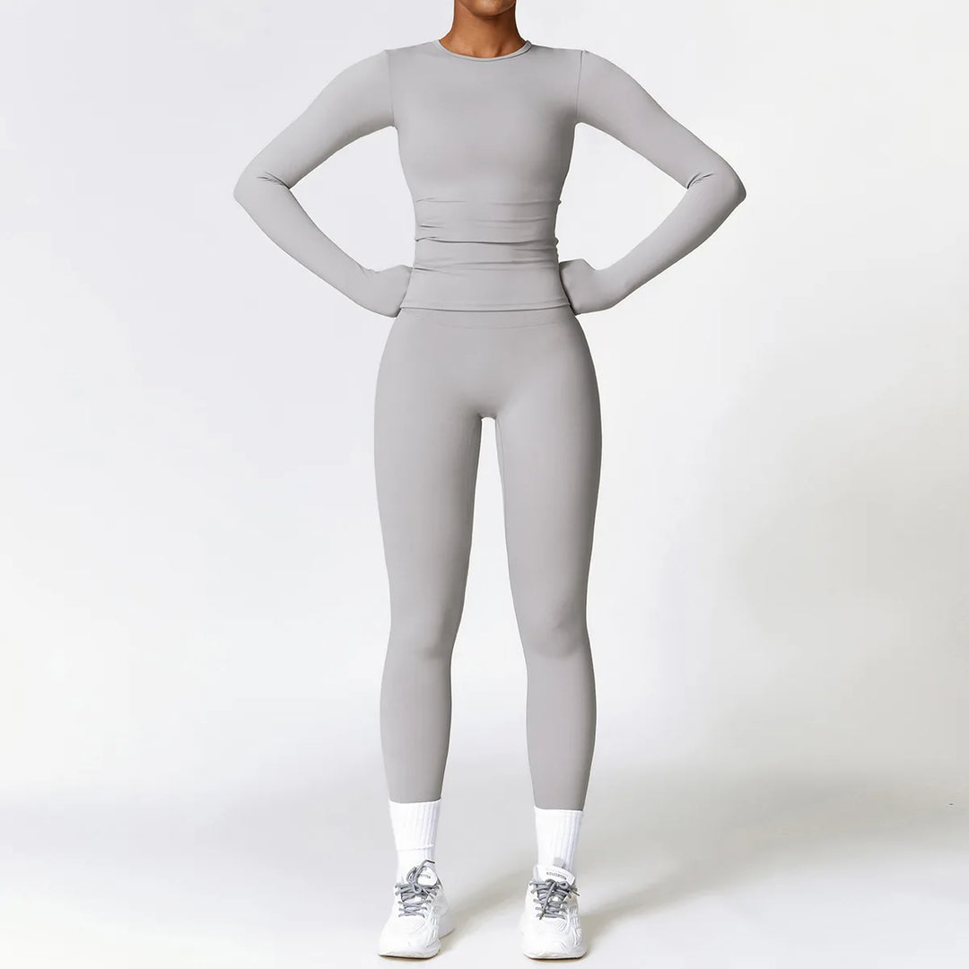Women’s Long Sleeve Yoga Top & High-Waist Legging Set - Heston Manor
