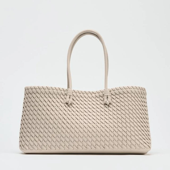 Women’s Dark Brown Woven Leather Handbag - Heston Manor