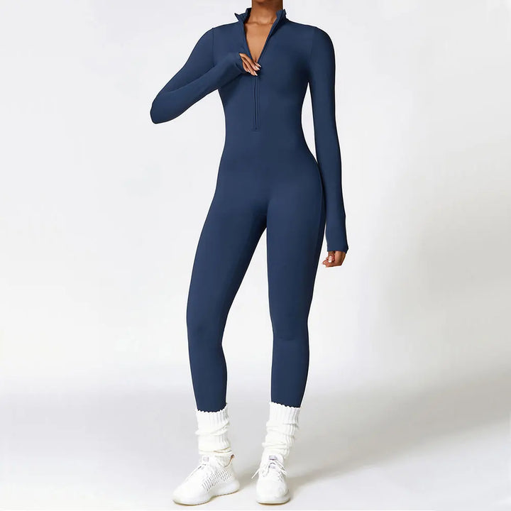 Women’s Long Sleeve Zipper Yoga Romper - Heston Manor