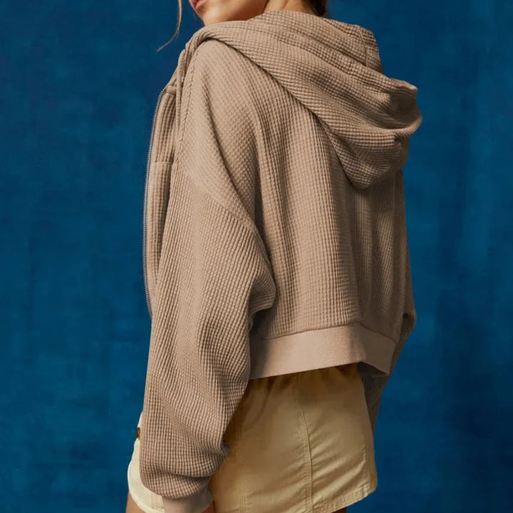 Women’s Cropped Zip Hoodie Sweater - Heston Manor