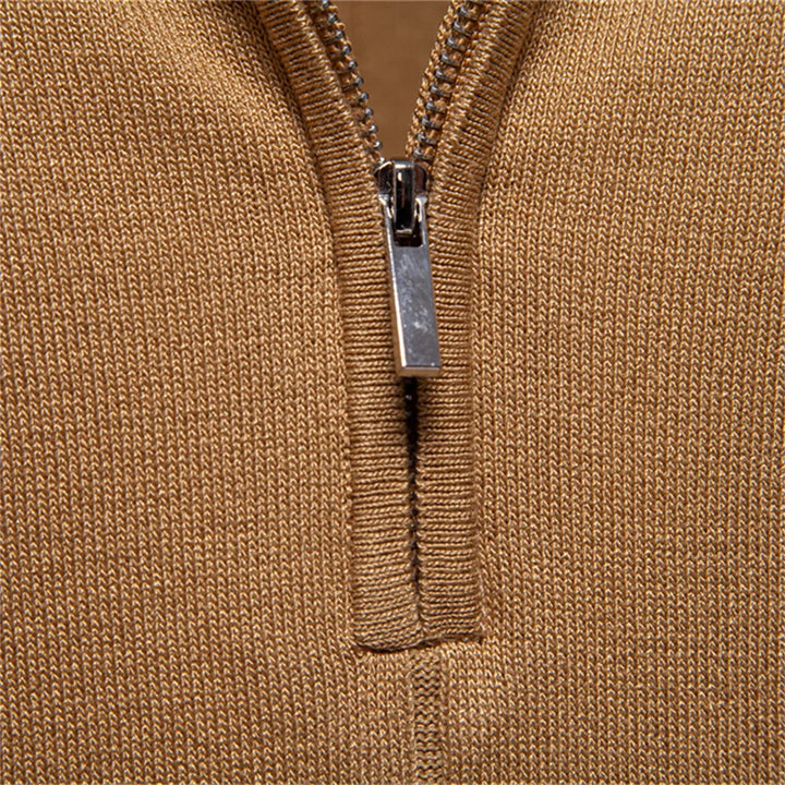 Men’s Short Sleeve Quarter-Zip Ribbed Knit Polo - Heston Manor