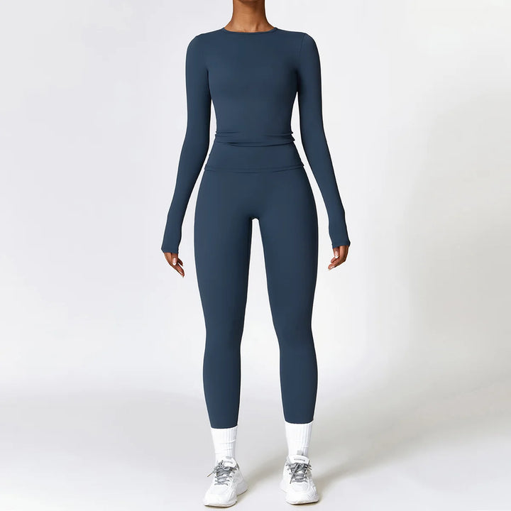 Women’s Long Sleeve Yoga Top & High-Waist Legging Set - Heston Manor