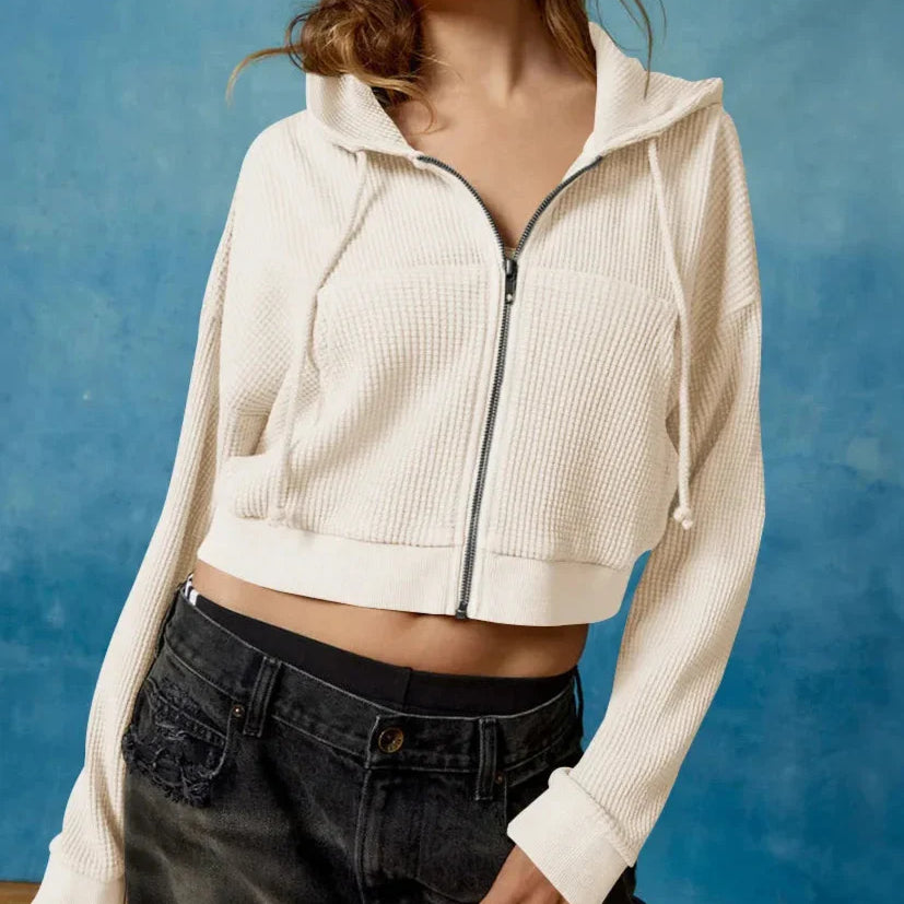 Women’s Cropped Zip Hoodie Sweater - Heston Manor