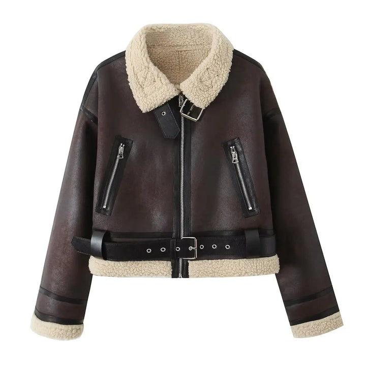 Women’s Shearling-Lined Aviator Jacket - Heston Manor