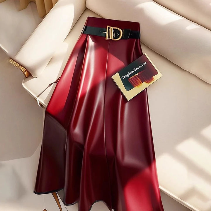 Women’s High-Waisted PU Leather Skirt - Heston Manor