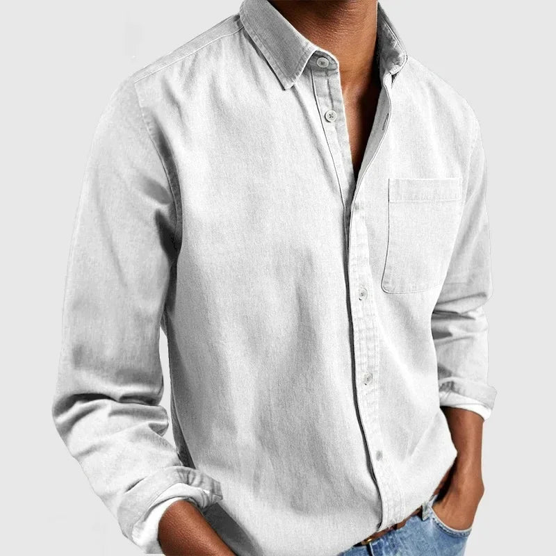 Men’s Cotton Button-Down Long Sleeve Shirt - Heston Manor