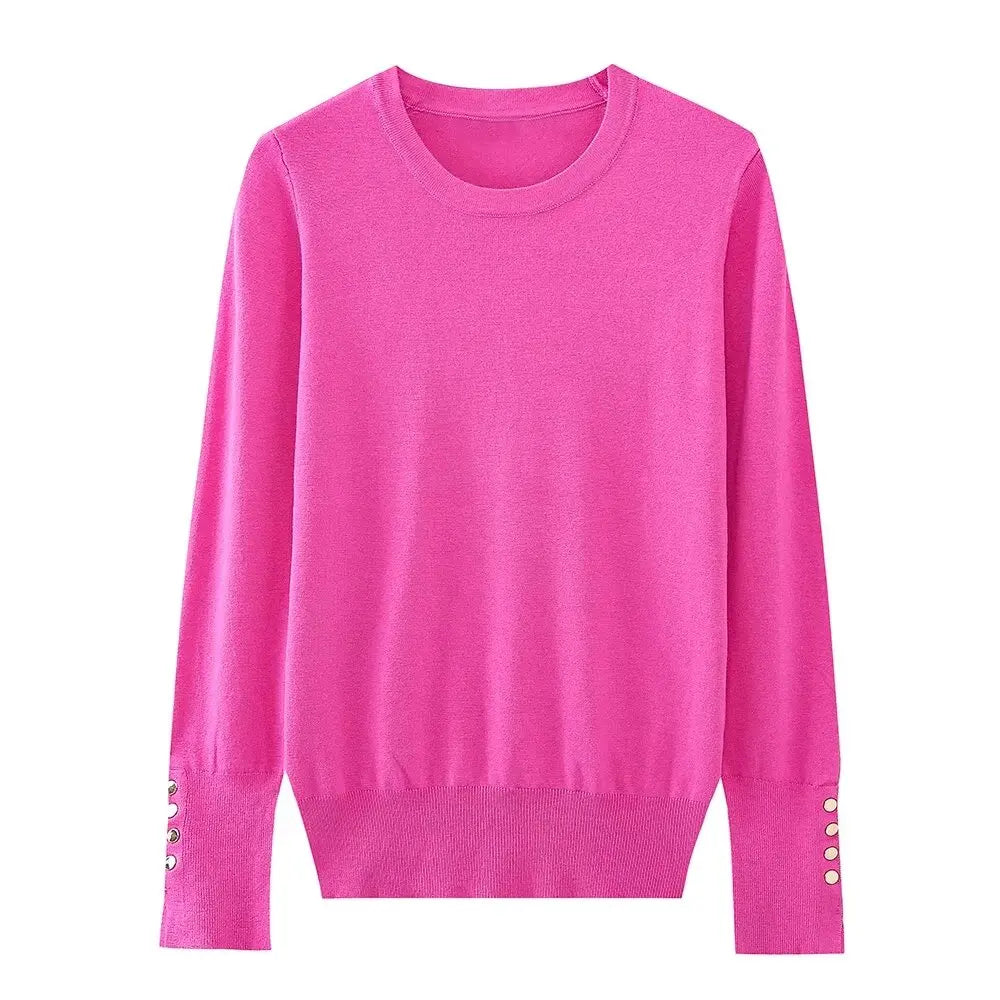 Women's Button-Cuff Knit Sweater - Heston Manor