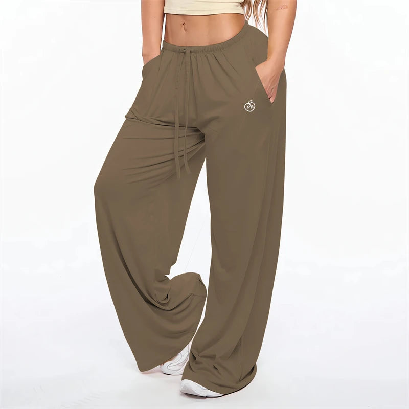 Wide Leg Drawstring Lounge Pants with Pockets - Heston Manor