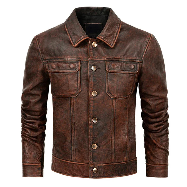 Men’s Genuine Cow Leather Jacket - Heston Manor