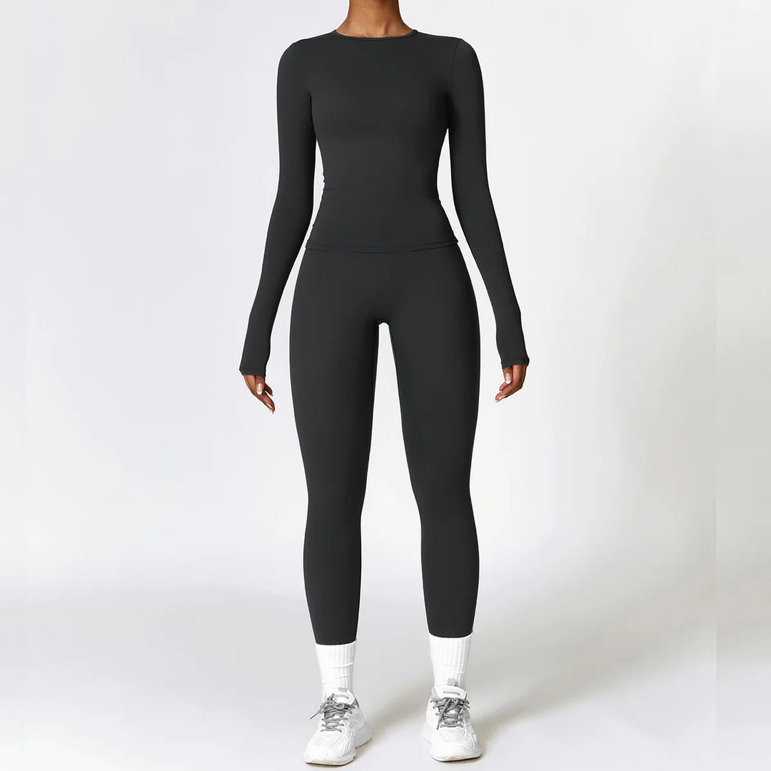 Women’s Long Sleeve Yoga Top & High-Waist Legging Set - Heston Manor