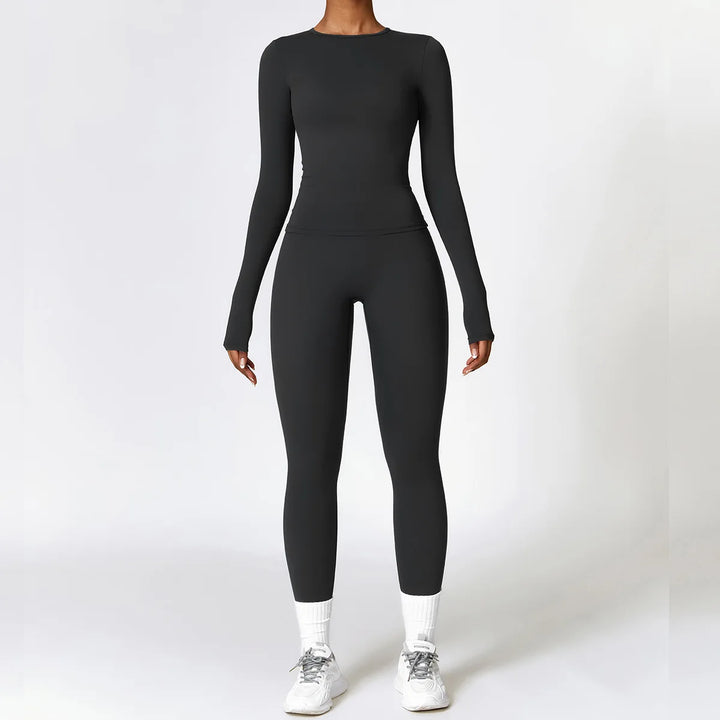 Women’s Long Sleeve Yoga Top & High-Waist Legging Set - Heston Manor