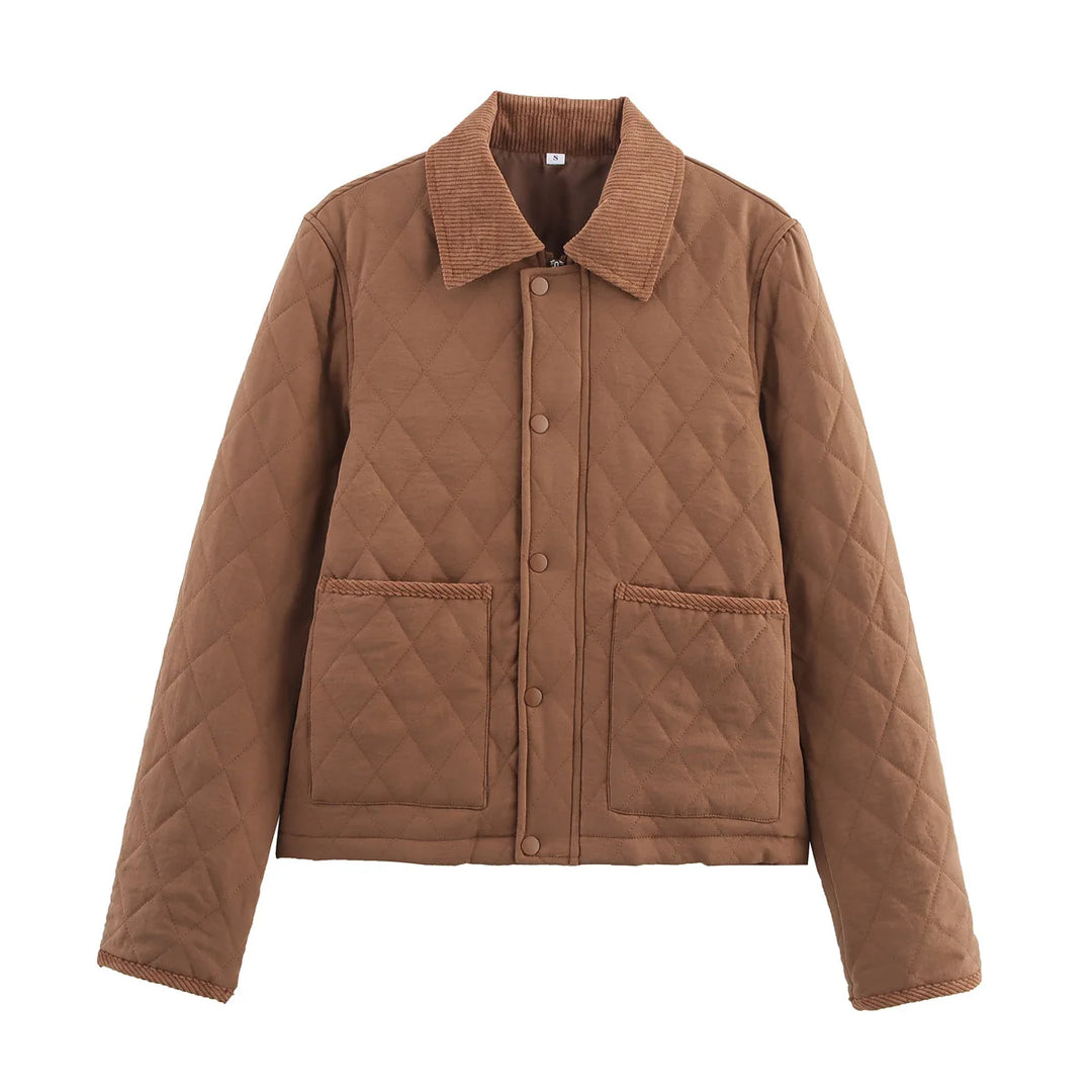Women’s Quilted Jacket with Corduroy Trim - Heston Manor