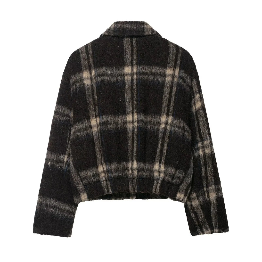 Women’s Plaid Cropped Wool Coat - Heston Manor