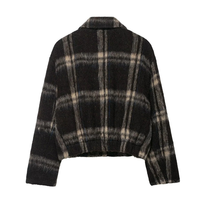 Women’s Plaid Cropped Wool Coat - Heston Manor