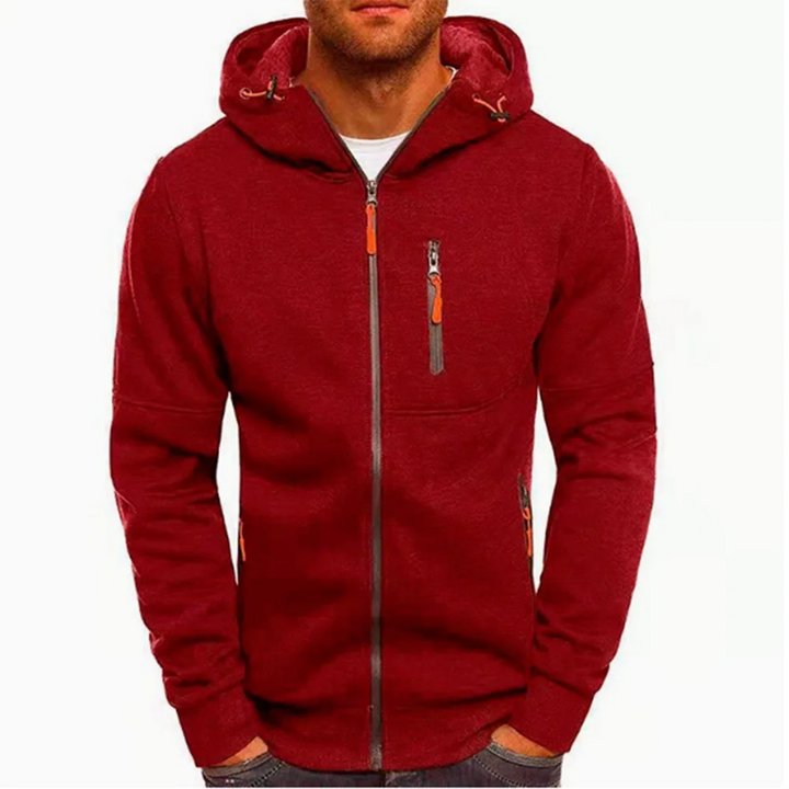 Men’s Dark Gray Full-Zip Hooded Jacket with Zip Pockets - Heston Manor