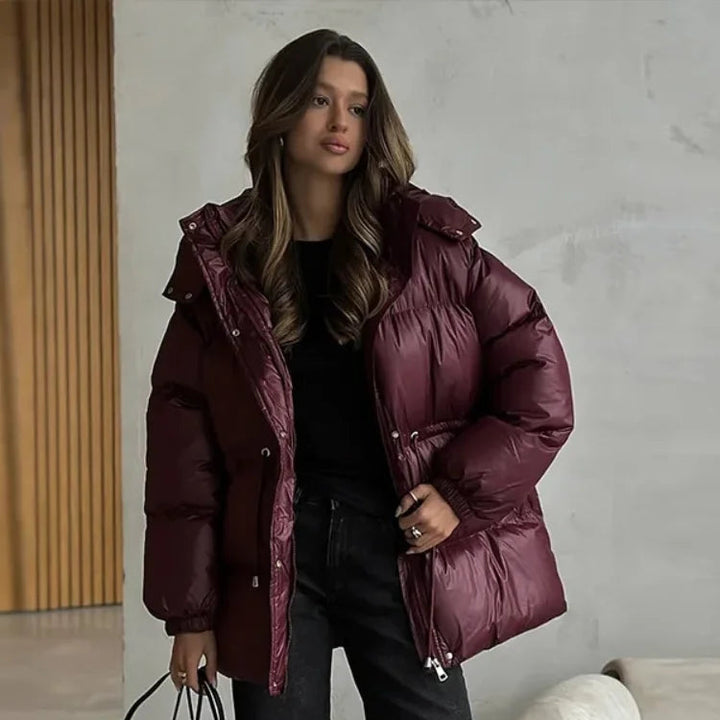 Women’s Belted Hooded Puffer Jacket - Heston Manor