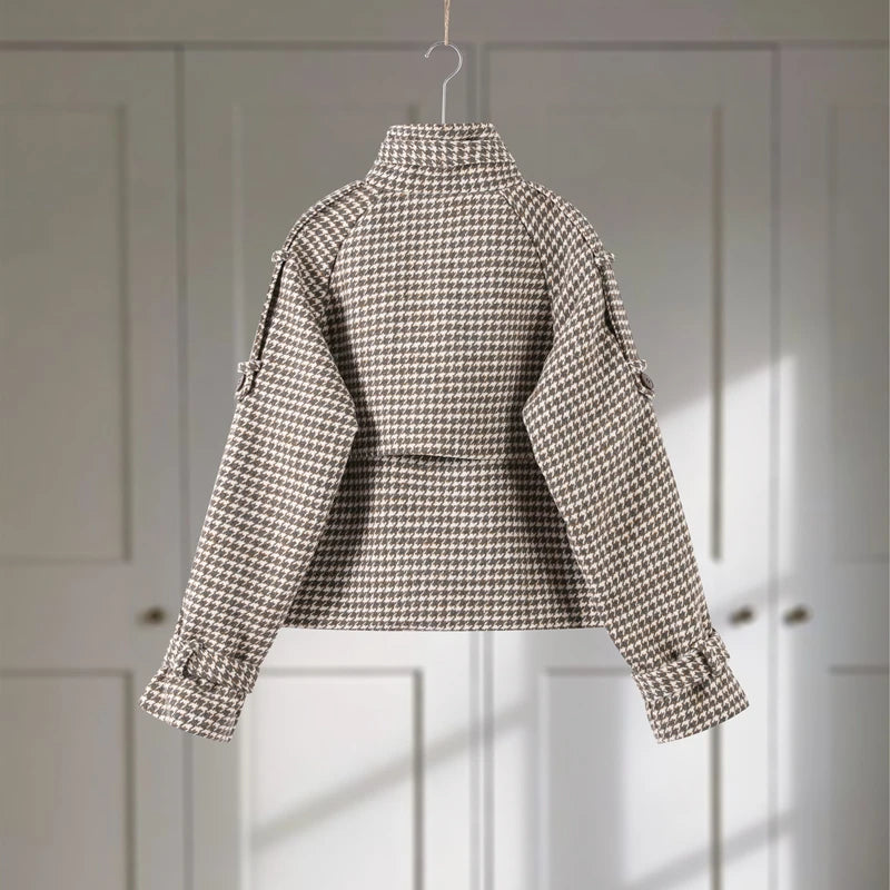 Women’s Houndstooth Belted Jacket - Heston Manor