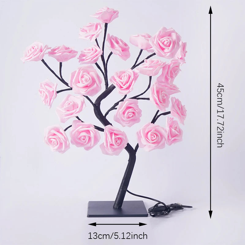 Light-Up Soft Glow Rose Tree Lamp - Heston Manor