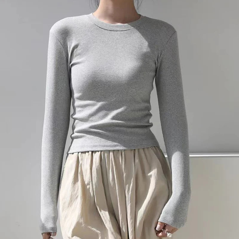 Women’s Ribbed Long Sleeve Crewneck Top - Heston Manor