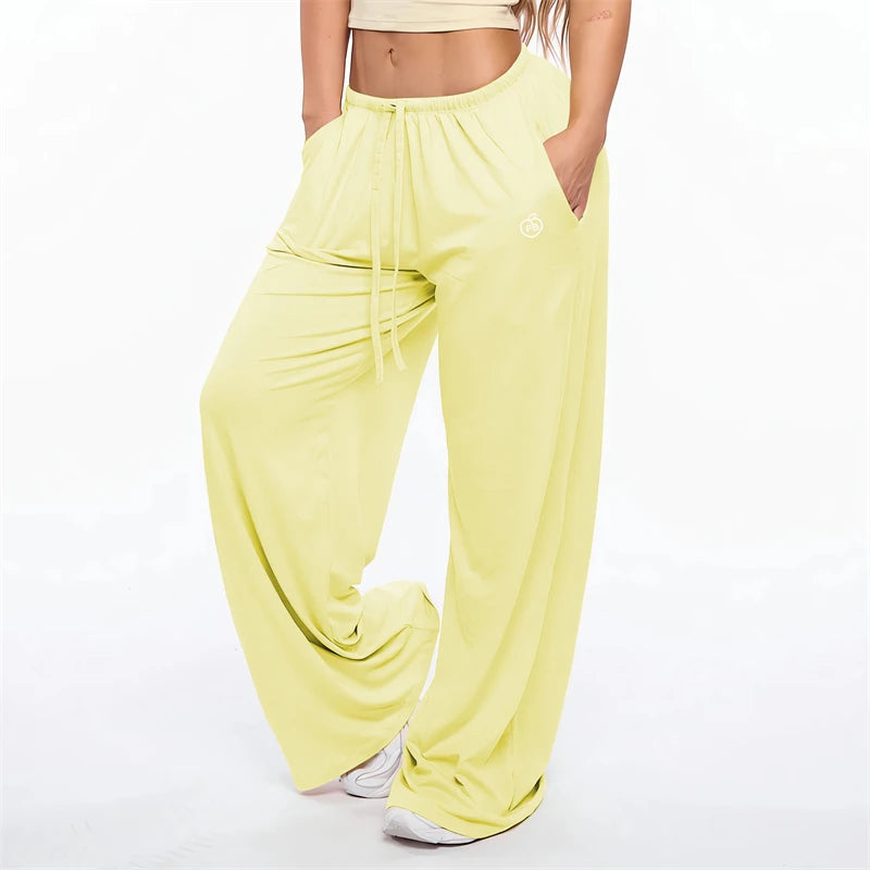 Wide Leg Drawstring Lounge Pants with Pockets - Heston Manor