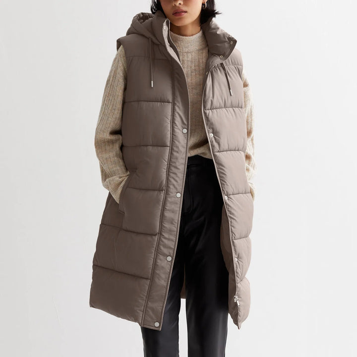 Women’s Long Quilted Hooded Vest - Heston Manor