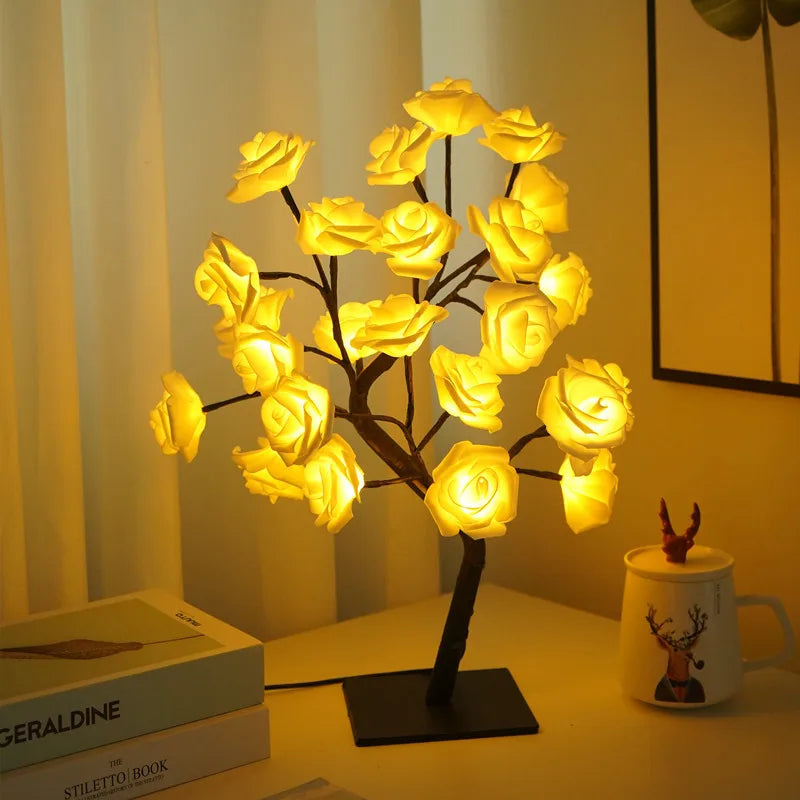 Light-Up Soft Glow Rose Tree Lamp - Heston Manor