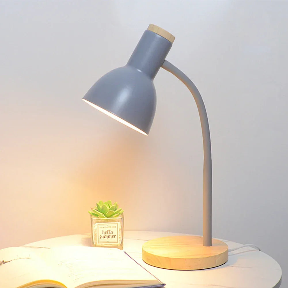 Wood Base Desk Lamp Adjustable Neck - Heston Manor