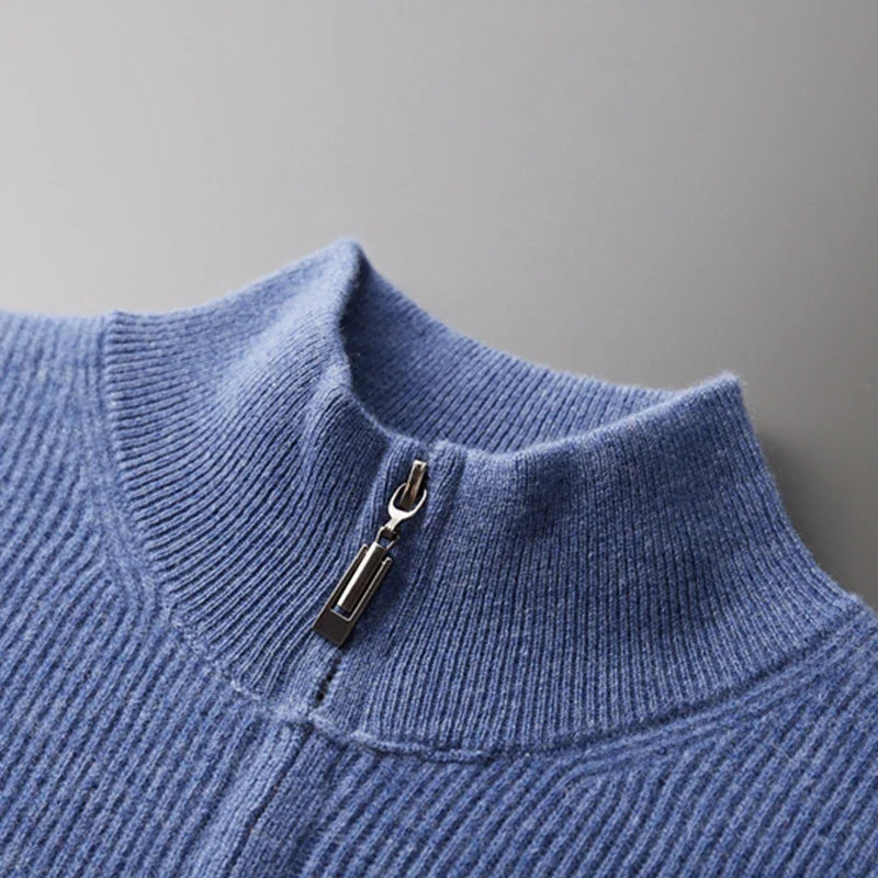 Men’s Cashmere Zip Mock Neck Sweater - Heston Manor