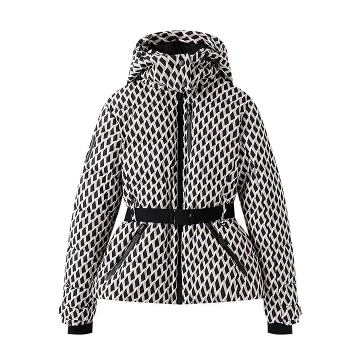Women's Geometric Belted Winter Coat - Heston Manor