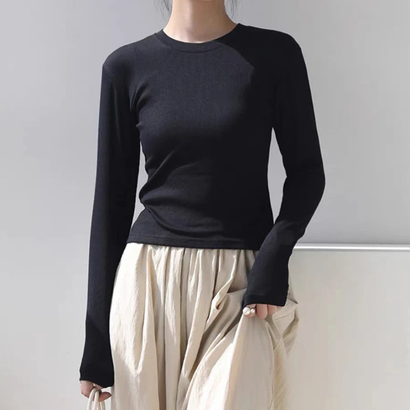 Women’s Ribbed Long Sleeve Crewneck Top - Heston Manor