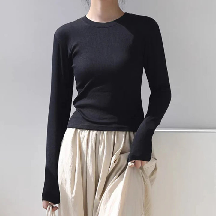 Women’s Ribbed Long Sleeve Crewneck Top - Heston Manor