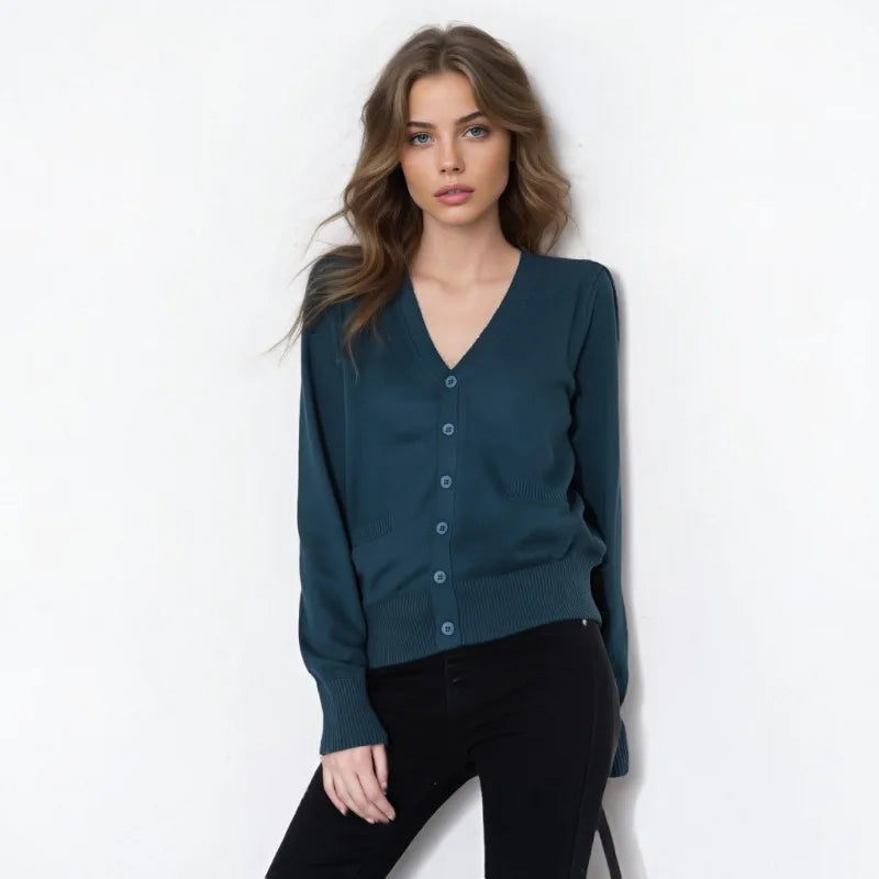 Women’s V-Neck Button Front Cardigan Sweater - Heston Manor