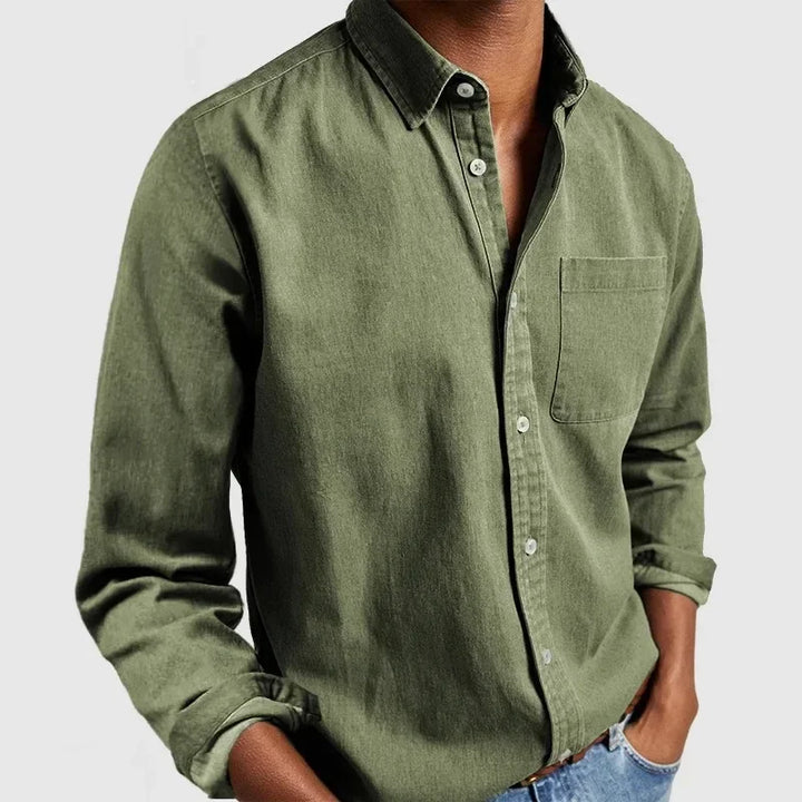 Men’s Cotton Button-Down Long Sleeve Shirt - Heston Manor