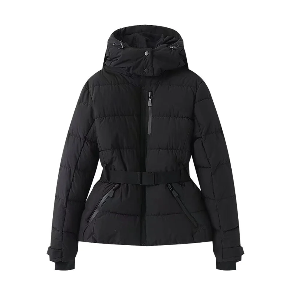 Women's Geometric Belted Winter Coat - Heston Manor