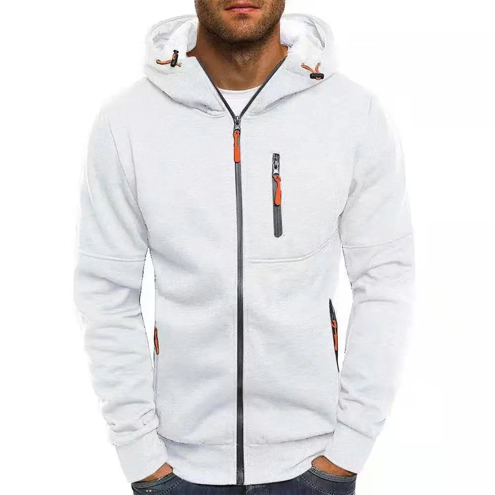 Men’s Dark Gray Full-Zip Hooded Jacket with Zip Pockets - Heston Manor