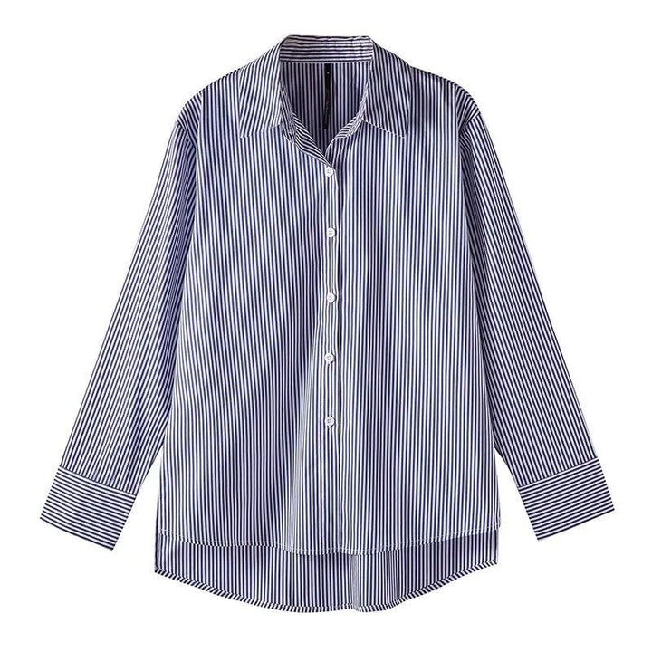 Women’s Blue Striped Button-Up Shirt - Heston Manor