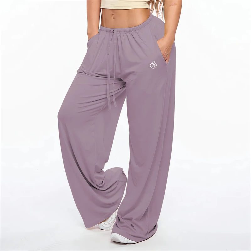 Wide Leg Drawstring Lounge Pants with Pockets - Heston Manor