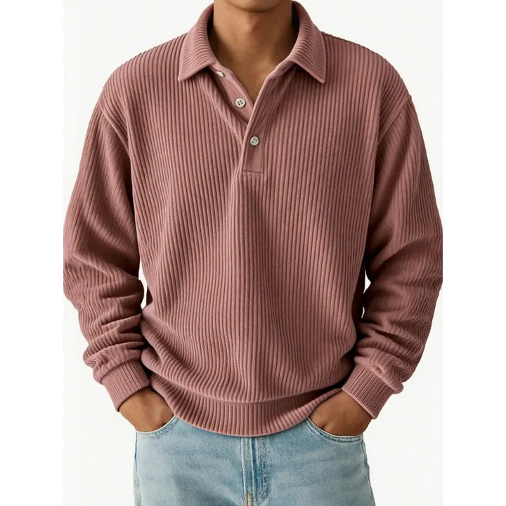 Men’s Ribbed Long Sleeve Polo Shirt - Heston Manor