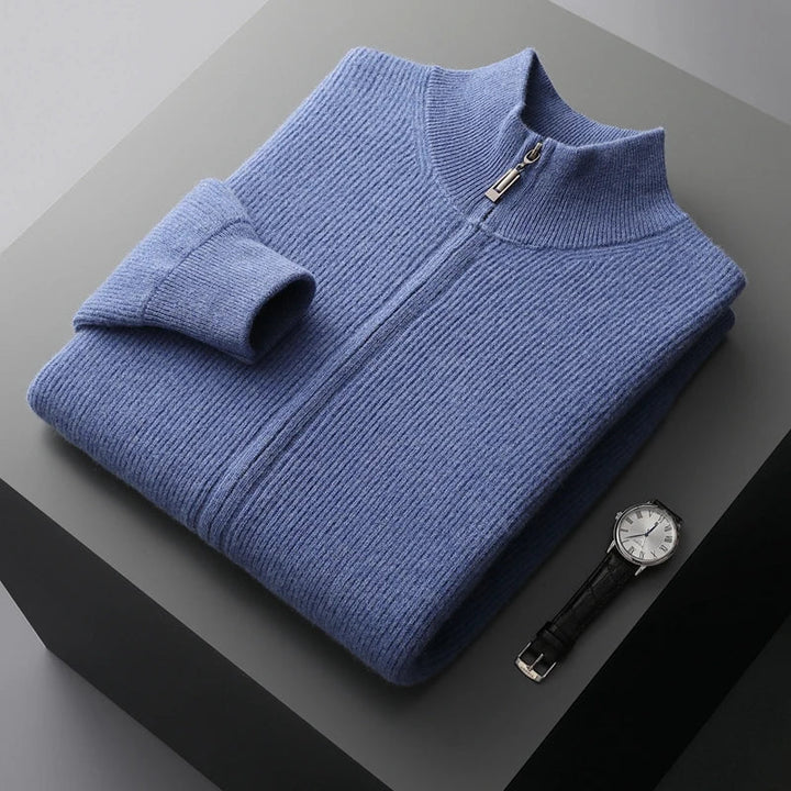 Men’s Cashmere Zip Mock Neck Sweater - Heston Manor