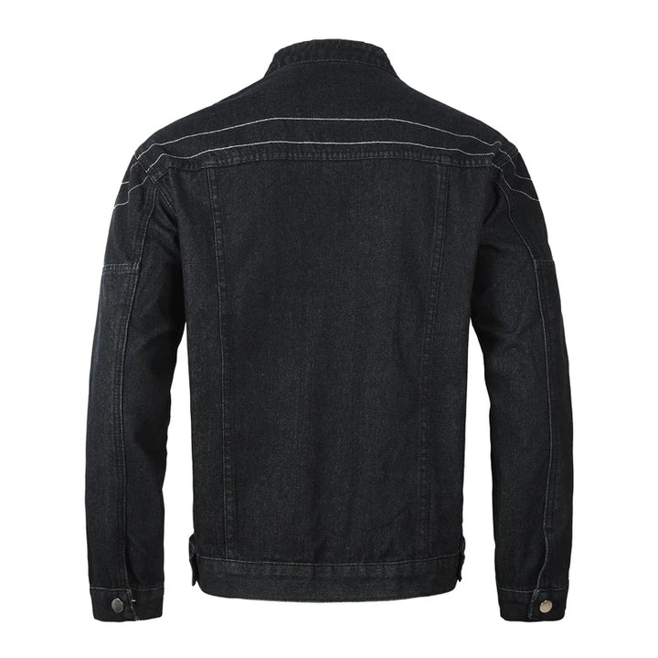 Men’s Black Stand-Collar Zip Denim Jacket - Heston Manor