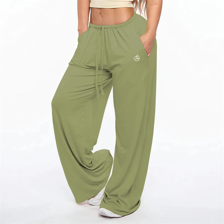 Wide Leg Drawstring Lounge Pants with Pockets - Heston Manor