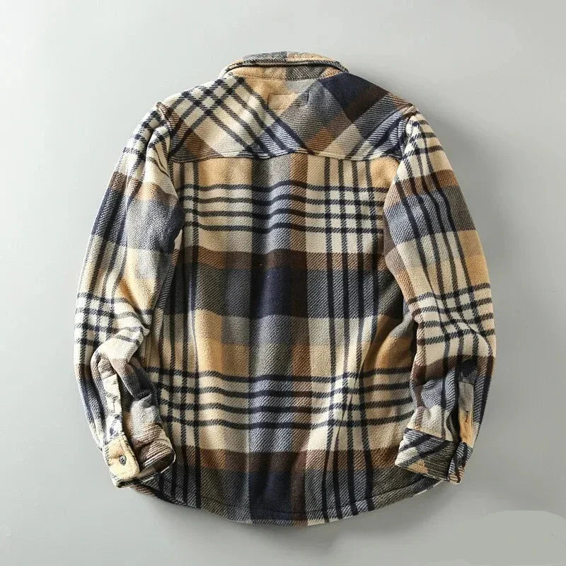 Men’s Red & Black Plaid Fleece-Lined Shirt Jacket - Heston Manor