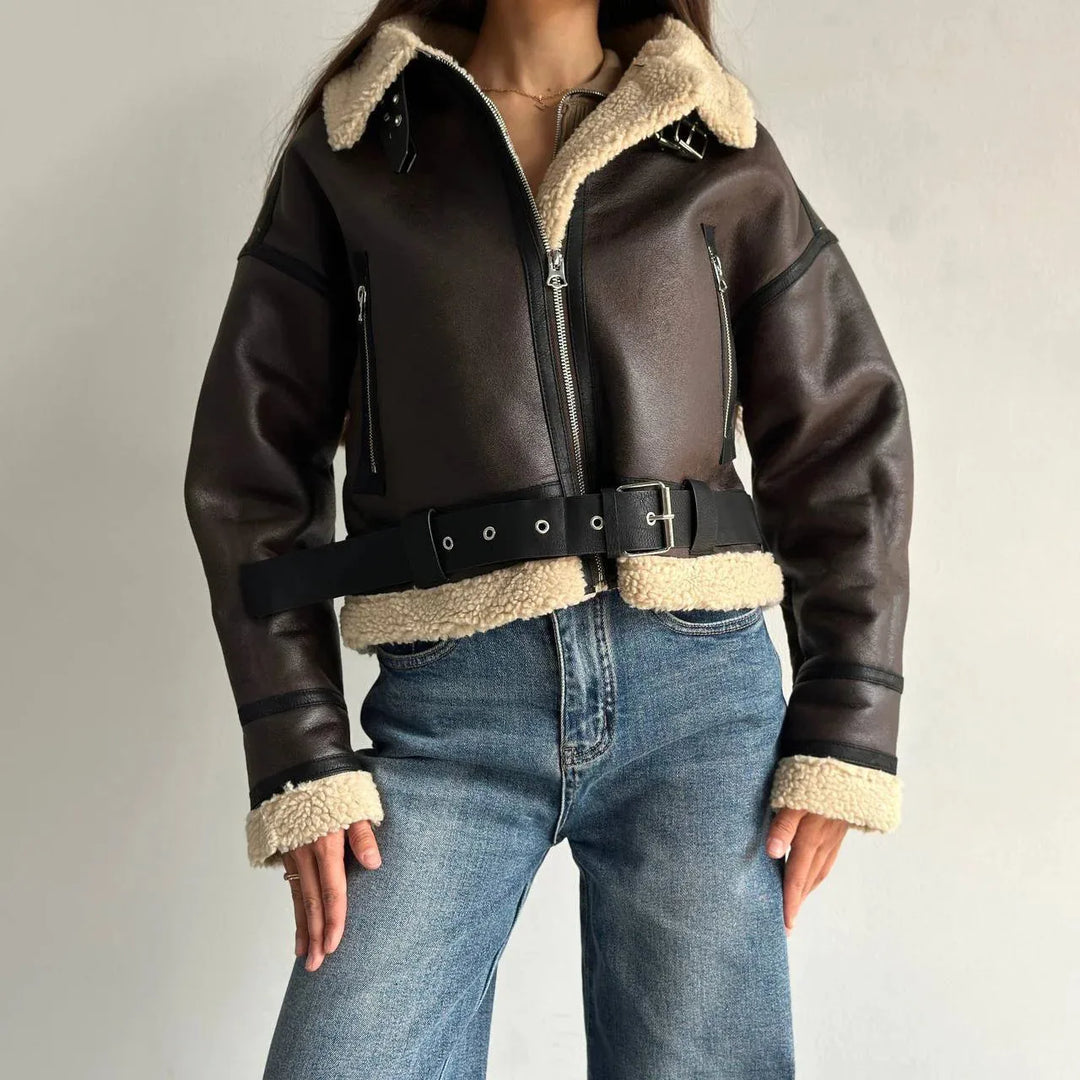 Women’s Shearling-Lined Aviator Jacket - Heston Manor