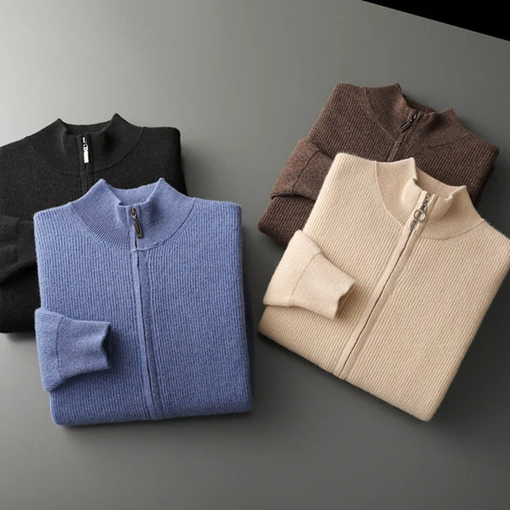 Men’s Cashmere Zip Mock Neck Sweater - Heston Manor