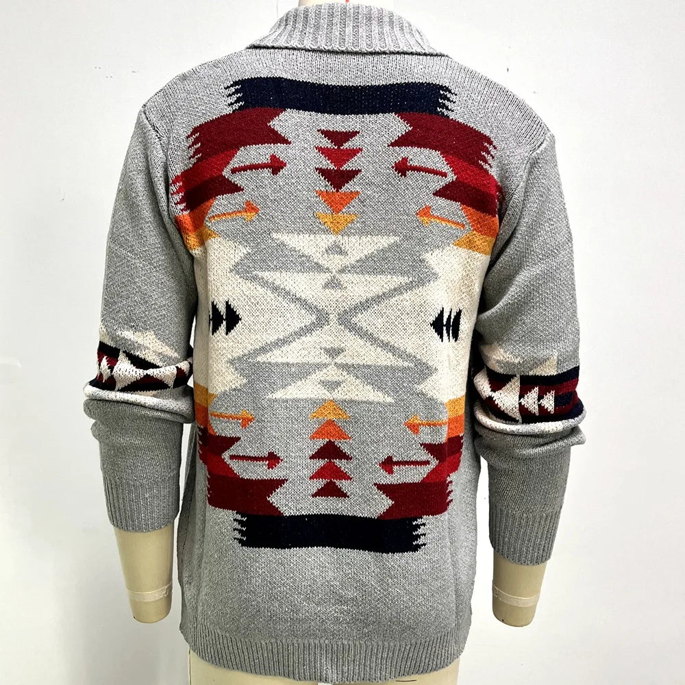 Men’s Southwestern Shawl Collar Cardigan - Heston Manor