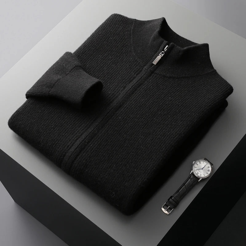Men’s Cashmere Zip Mock Neck Sweater - Heston Manor