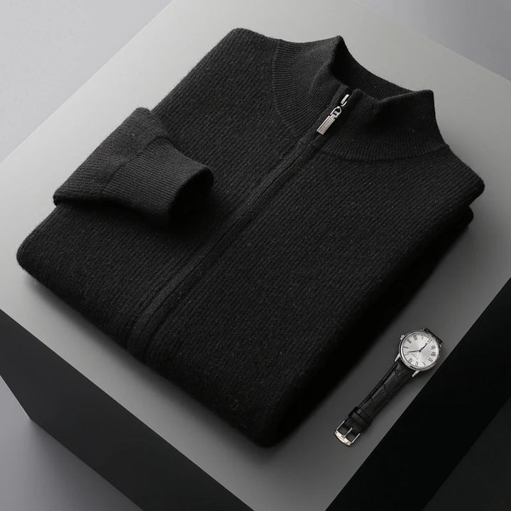 Men’s Cashmere Zip Mock Neck Sweater - Heston Manor