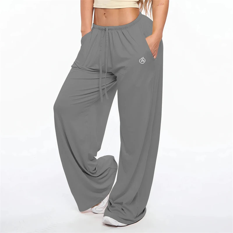 Wide Leg Drawstring Lounge Pants with Pockets - Heston Manor